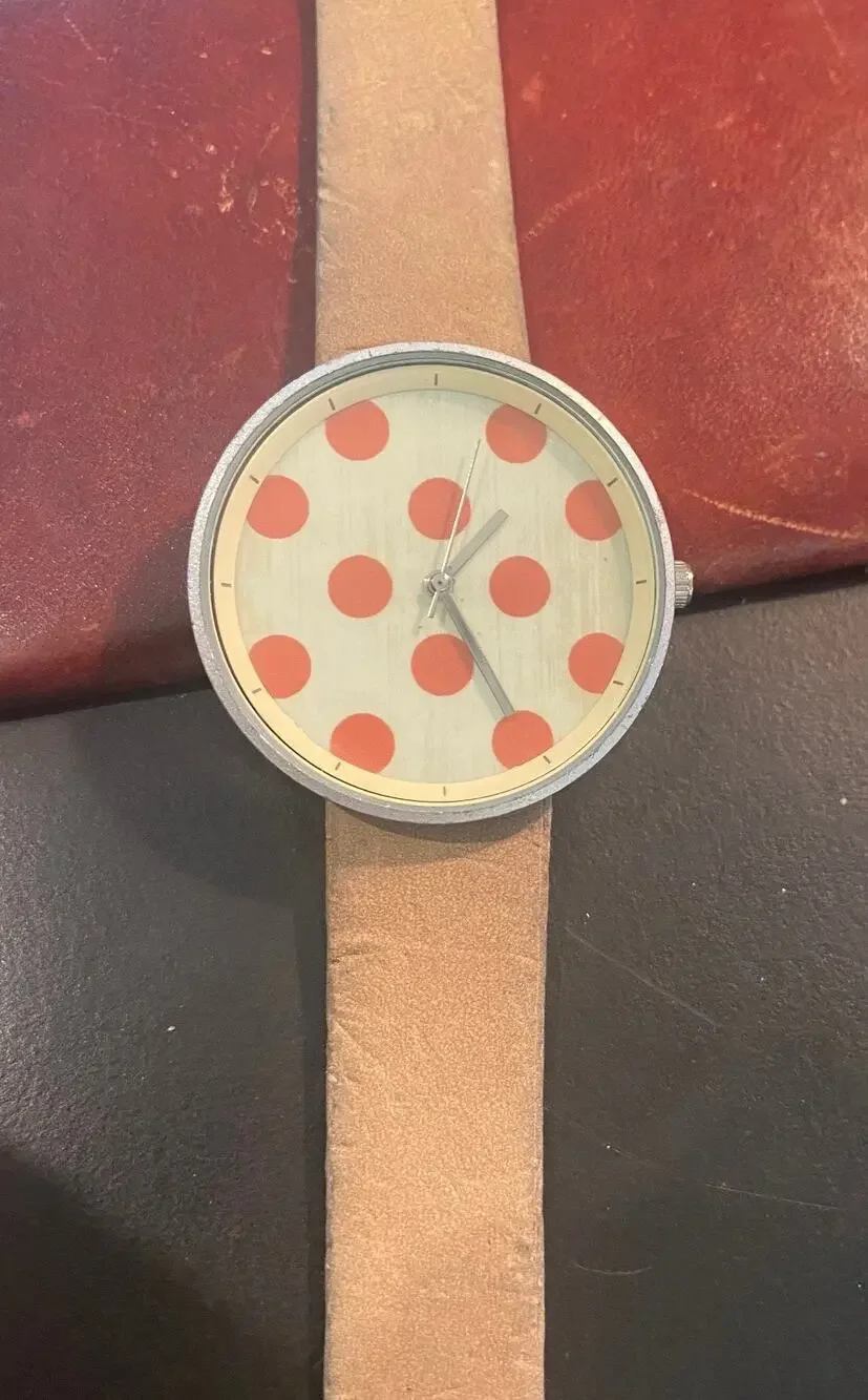 Women's 38mm Brushed Metal Tone Gaiety Watch, Polka Dot Face